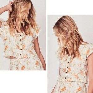 NWT LOVESHACKFANCY size L Julita top blouse floral sunsh
